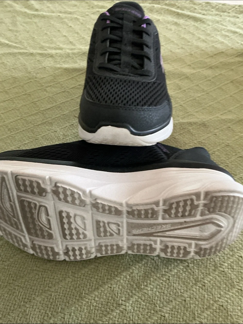 Skechers Women’s Black and Purple Slip-On Athletic Sneakers